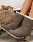 Thermal Fuzzy Block Heel Boots