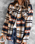 Double Take Plaid Button Front Shirt Jacket with Breast Pockets