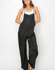 Dark Slate Gray HYFVE Half Button Sleeveless Straight Jumpsuit