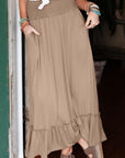 Rosy Brown Smocked Frill Maxi Skirt Sentient Beauty Fashions Apparel & Accessories