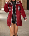 Plaid Contrast Dropped Shoulder Coat