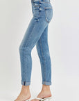 Risen Full Size High Rise Cropped Roll Up Jeans