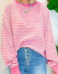 Striped Round Neck Long Sleeve Sweatshirt