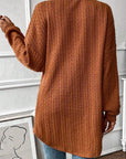 Textured Pocketed Open Front Long Sleeve Cover Up