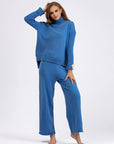 Basic Bae High- Low Turtleneck Long Sleeve Top and Pants Sweater Set