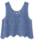 Slate Gray Openwork Round Neck Knit Vest Sentient Beauty Fashions Apparel & Accessories