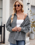 Mandy Pocketed Plaid Collared Neck Long Sleeve Shirt