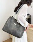 Light Gray Bow Polyester Medium Tote Bag Sentient Beauty Fashions *Accessories