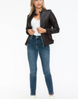 Snobbish PU Leather Biker Jacket with Side Zip Pockets