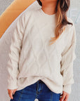 Diamond Round Neck Long Sleeve Sweater