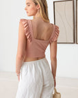 Light Gray Le Lis Ruffled Cap Sleeve Square Neck Crop Top