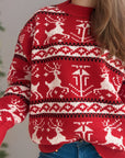 Christmas Element Round Neck Long Sleeve Sweater