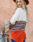 And The Why Ethnic Print Color Block Top