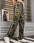 Tied Camouflage Pants with Cargo Pockets