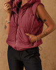 Drawstring Zip Up Vest Coat