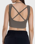 Rosy Brown Crisscross Square Neck Active Tank