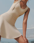Dark Gray V-Neck Wide Strap Active Dress with Unitard Liner Sentient Beauty Fashions Apparel & Accessories