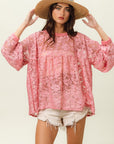 BiBi Floral Lace Long Sleeve Top