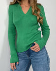 Johnny Collar Rib-Knit Top