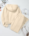 Half Snap Long Sleeve Hooded Top and Pants Set