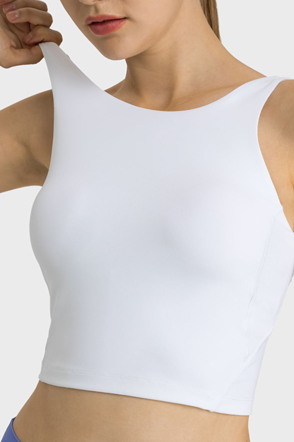 Light Gray Feel Like Skin Highly Stretchy Cropped Sports Tank Sentient Beauty Fashions Apaparel &amp; Accessories