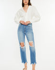 White Smoke Kancan Distressed Frayed Hem Cropped Jeans