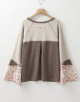 Floral Half Button Long Sleeve T-Shirt