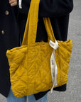 Quilted Nylon Large Tote Bag