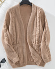 Cable-Knit Open Front Long Sleeve Cardigan