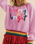 MERRY & BRIGHT Ribbed Round Neck Sweater