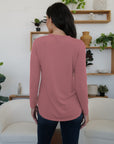 Rosy Brown Round Neck Long Sleeve T-Shirt