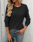 Mandy Round Neck Dropped Shoulder Knit Top