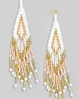 Fame Seed Beaded Fringe Drop Earrings