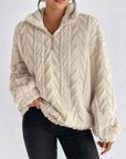 Fuzzy Quarter Zip Long Sleeve Sweatshirt