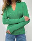 Johnny Collar Rib-Knit Top