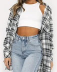 Plaid Collared Neck Long Sleeve Shirt