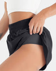 Dark Slate Gray Elastic Waist Active Shorts