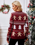 Gingerbread Round Neck Long Sleeve Sweater