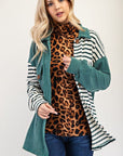 Celeste Full Size Striped Button Up Dropped Shoulder Shacket