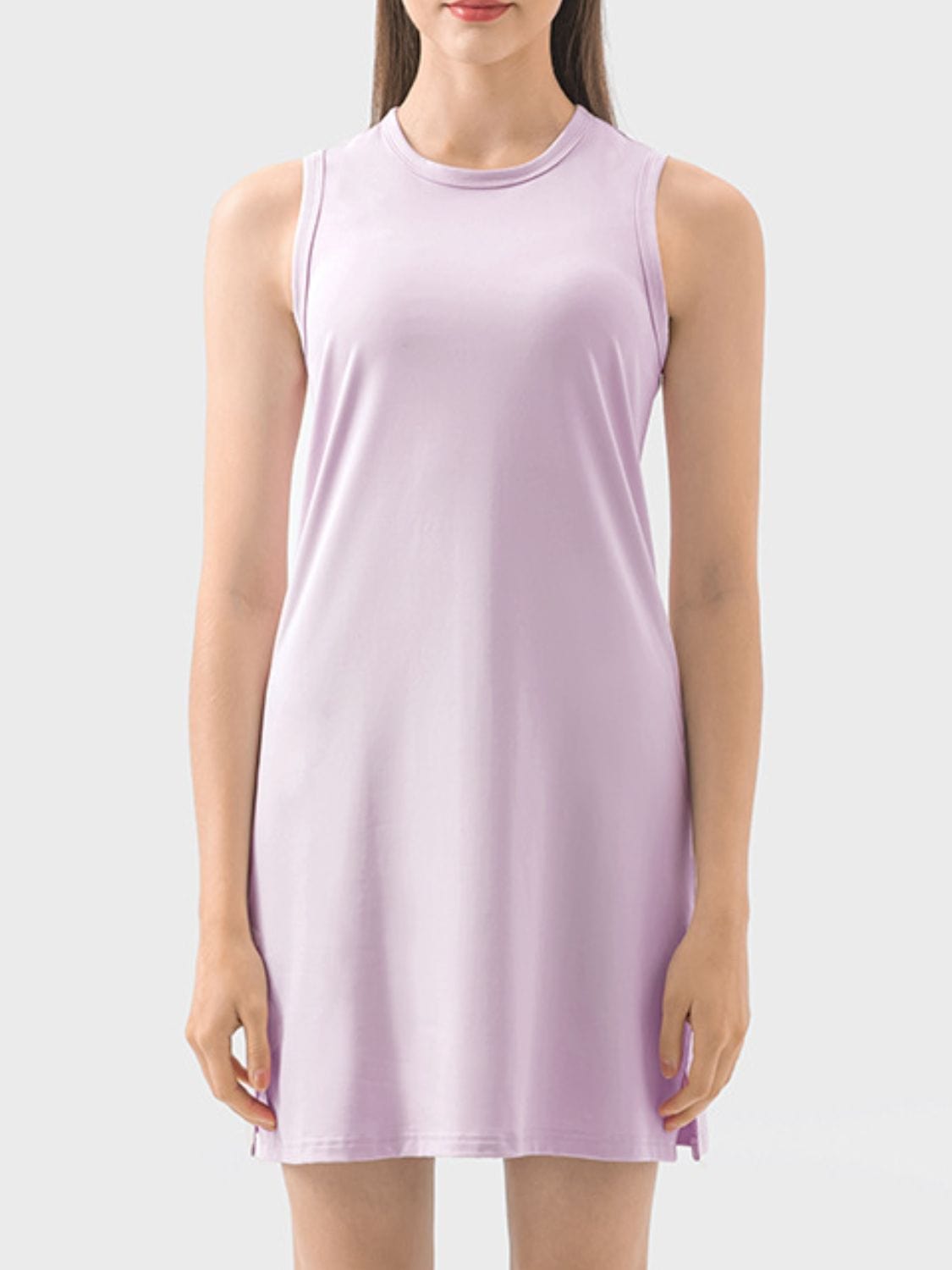 Light Gray Round Neck Sleeveless Active Dress