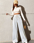 Honey Drawstring Elastic Waist Wide Leg Pants