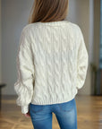 Cable-Knit Turtleneck Long Sleeve Sweater