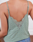 Rosy Brown Eyelet Lace Detail V-Neck Cami