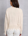 Lip Fringe Round Neck Sweater