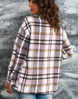 Double Take Plaid Button Front Shirt Jacket with Breast Pockets