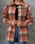 Dim Gray Plaid Button Up Long Sleeve Jacket