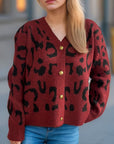 Leopard V-Neck Button Up Cardigan