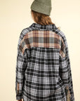 VERY J Contrast Plaid Raw Detail Shirt