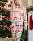 Christmas Element Round Neck Top and Pants Lounge Set