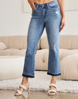 Gray Judy Blue Full Size Release Hem Cropped Bootcut Jeans Sentient Beauty Fashions Apparel & Accessories